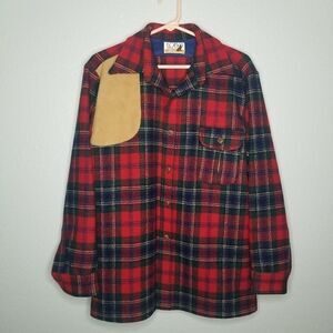 Pendleton Vintage 80s Lobo Red Plaid Wool Shooting Jacket Shirt Shacket‎ Md